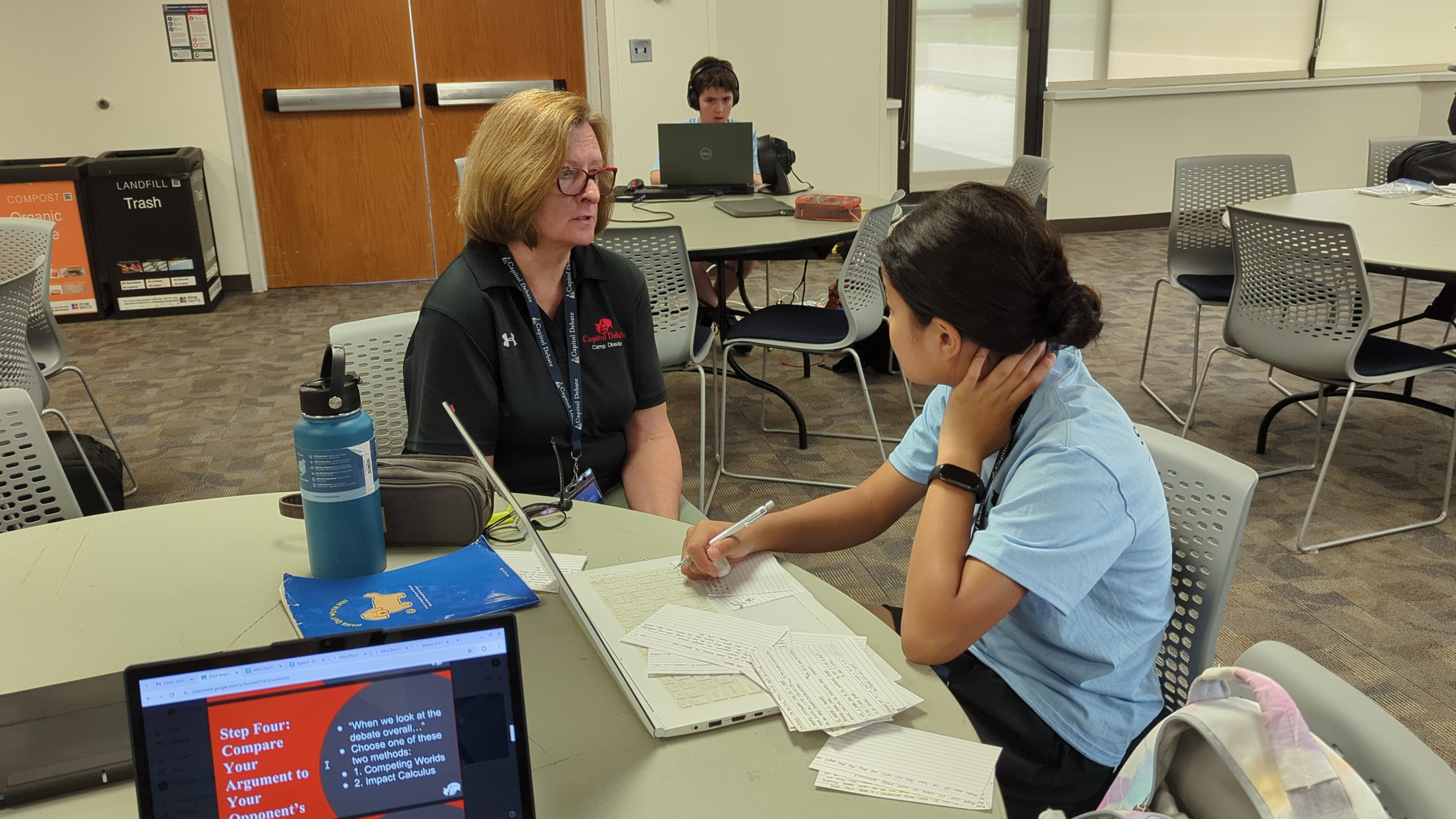 High school students developing public speaking skills